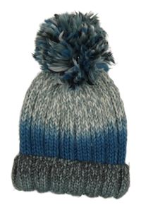 Petrolejovo-biela melírovaná pletená čapica s brmbolcom George