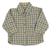 Hnědo-bílo-modrá kostkovaná košile H&M