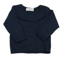 Tmavomodrý sveter s golierikom Primark