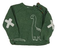 Khaki sveter s dinosaurom