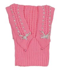 Neónově ružová pletená vesta s mašľami