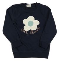 Tmavomodrá mikina s květem Famy