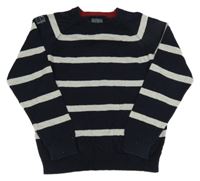 Tmavomodro-sivý pruhovaný sveter Next