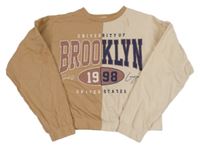 Hnedo-béžová crop mikina s nápisom Pep&Co