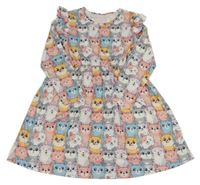 Farebné šaty s mačkami a volánikmi