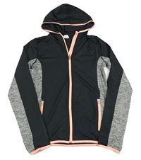 Černo-tmavošedá sportovní propínací mikina s kapucí H&M
