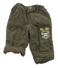 Khaki menšestrové podšité nohavice s nápisom C&A