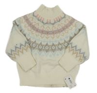 Nové - Smetanový vlněný svetr se vzorem Dunnes