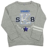 Sivá melírovaná ľahká mikina s nápisom a hvězdou z flitrů Pocopiano