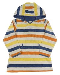 Světlešedo-barevný pruhovaný froté župan s kapucí Fat Face