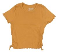 Oranžové rebrované crop tričko Peacocks