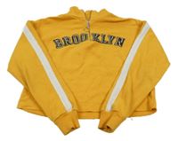 Okrová crop mikina s nápisom Matalan