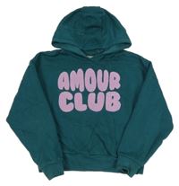 Tmavozelená mikina s nápisem a kapucí Matalan