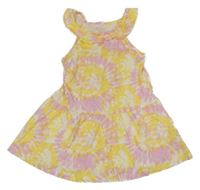 Ružovo-žlto-biele batikované bavlnené šaty Primark