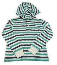 Smetanovo-zeleno-tmavomodré pruhované tričko s kapucňou Pepperts