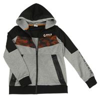 Sivo-čierna športová prepínaci mikina s nápisom a kapucňou Chapter Young