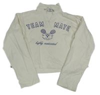 Svetlobéžová crop polo ľahká mikina s nápisom a tenisovými raketami Page One Young