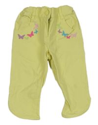 Žlté capri rifle s výšivkami motýlů Topolino