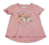 Staroružové melírované tričko s Bibi a Tinou s koňmi