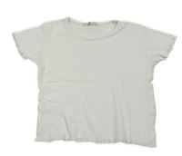 Biele rebrované perforované crop tričko Hailys