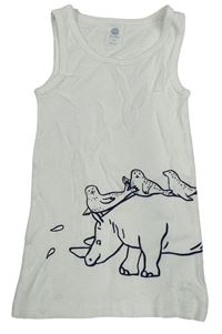 Biele tielko s nosorožcem a tuleni Sanetta