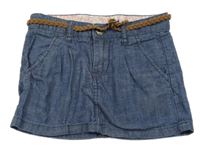 Tmavomodrá melírovaná plátěná sukně riflového vzhledu s opaskom H&M