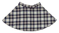 Bielo-tmavomodro-červená kockovaná sukňa H&M