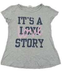 Sivé melírované tričko s nápisom H&M