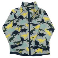 Sivo-farebná fleecová prepínaci mikina s dinosaurami H&M