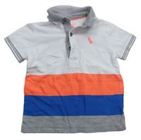 Bielo-oranžovo-modro-sivé polo tričko F&F