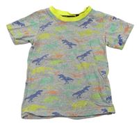 Sivo-farebné pyžamové tričko s dinosaurami