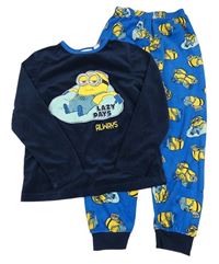 Tmaovmodro-modré sametové pyžamo s Mimoněm Primark