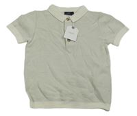 Nové - Šedo-smetanové vzorované úpletové polo tričko Next