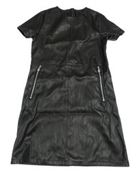 Černé koženkové šaty se zipy Primark