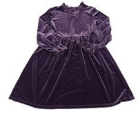Fialové sametové šaty s volánkem St. Bernard