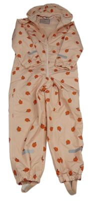 Světlerůžová šusťáková jarní kombinéza s beruškami a kapucí Lily & Dan