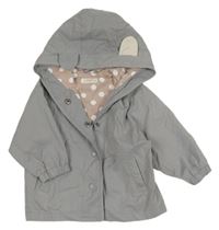 Sivá šušťáková jarná bunda s kapucňou s ušima Mnago