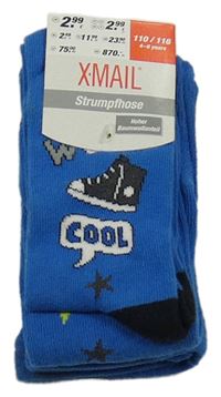 Nové - modré pančuchy s obrázkami x-mail