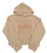 Marhuľová crop mikina s nápisom a kapucňou H&M