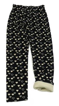 Černé vzorované plyšové zateplené legíny se srdíčky Topolino