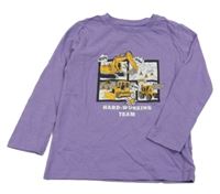 Fialové triko s bagry Sinsay