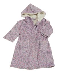 Lila-sivý chlpatý leopardí župan s kapucňou Bluezoo