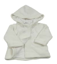 Bílý podšitý propínací svetr s kapucí 