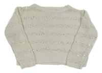 Biely crop sveter s flitrami Nutmeg