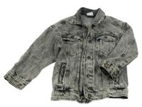 Sivo-čierna melírovaná rifľová bunda s vreckami Zara