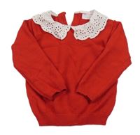 Červený ľahký sveter s madeirou Primark