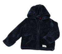 Tmavomodrá prepínaci plyšová mikina s kapucňou S. Oliver