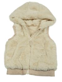 Smotanová kožušinová podšitá vesta s kapucňou dunnes