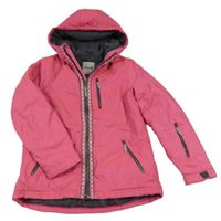 Růžová šusťáková funkční lyžařská bunda s kapucí Yigga