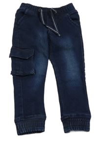 Tmavomodré cuff teplákové rifle s vreckami Lupilu